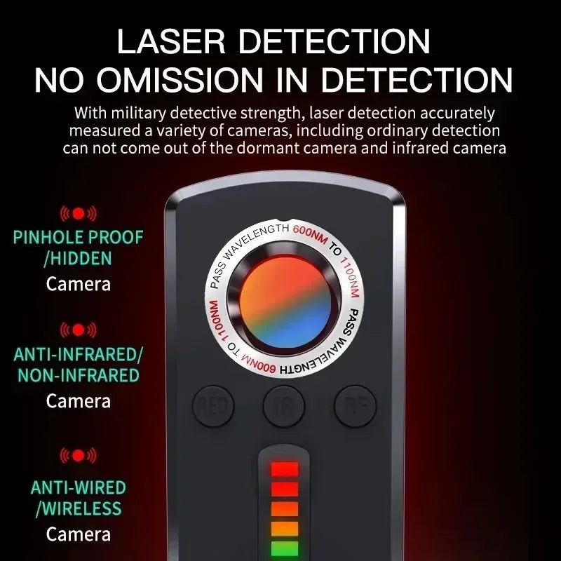 GS40 Security Hidden Camera Detector, Anti Spy Gadget Hunter, Wireless Signal Car GPS, Infrared Search Wiretapping Bug Mini Devices