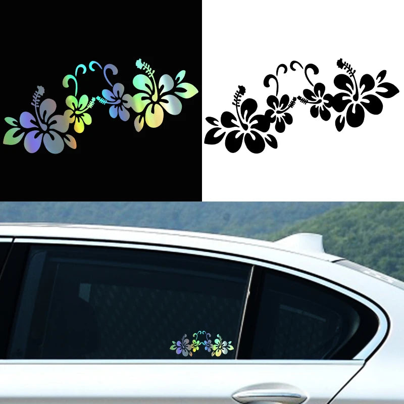 Car Sticker 20*8cm Flower Stickers Car Door Window Reflective Laser Motorcycle Car Styling 3D Stickers