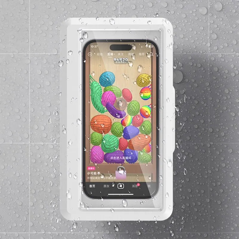 Bathroom Waterproof Phone Holder, Home Wall Phone Case Stand, Box Self-adhesive Touch Screen, Phone Bracket Shower Sealing Storage
