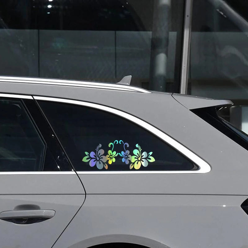 Car Sticker 20*8cm Flower Stickers Car Door Window Reflective Laser Motorcycle Car Styling 3D Stickers