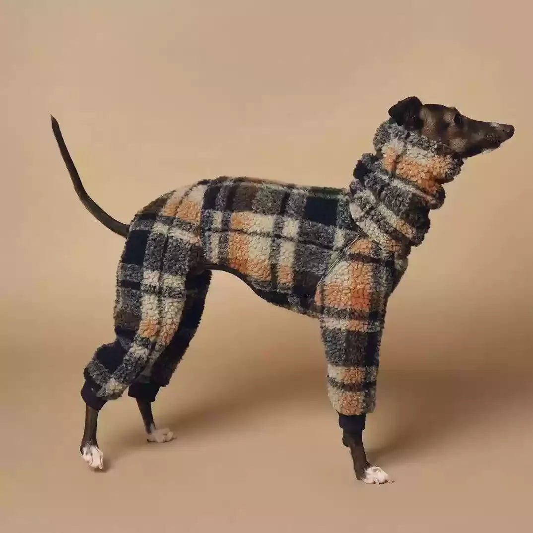 Stylish Fleece coat for Medium and Large Dogs. Whippet, Greyhound Jacket for real warmth.