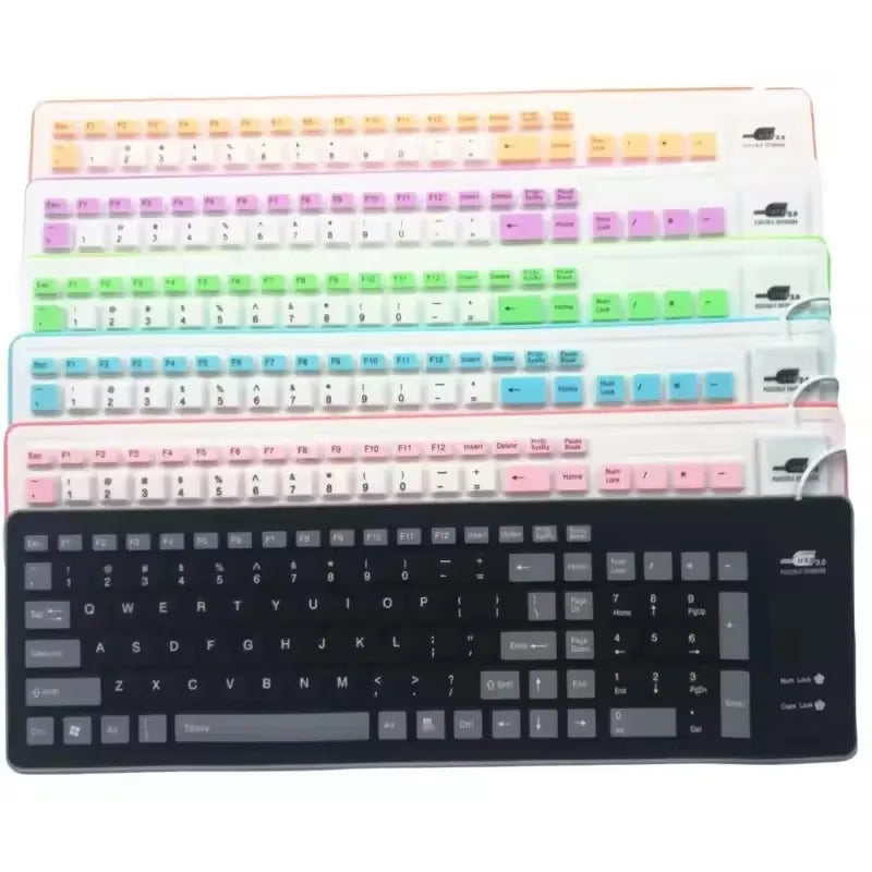 103 Keys English Language, flexible Silicon Keyboard, for Laptop Computers, PCs, Tablets