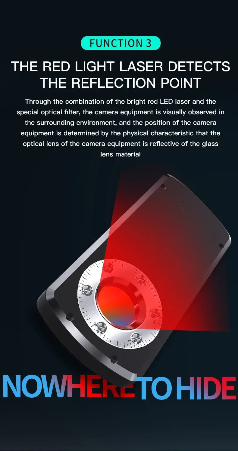 GS40 Security Hidden Camera Detector, Anti Spy Gadget Hunter, Wireless Signal Car GPS, Infrared Search Wiretapping Bug Mini Devices