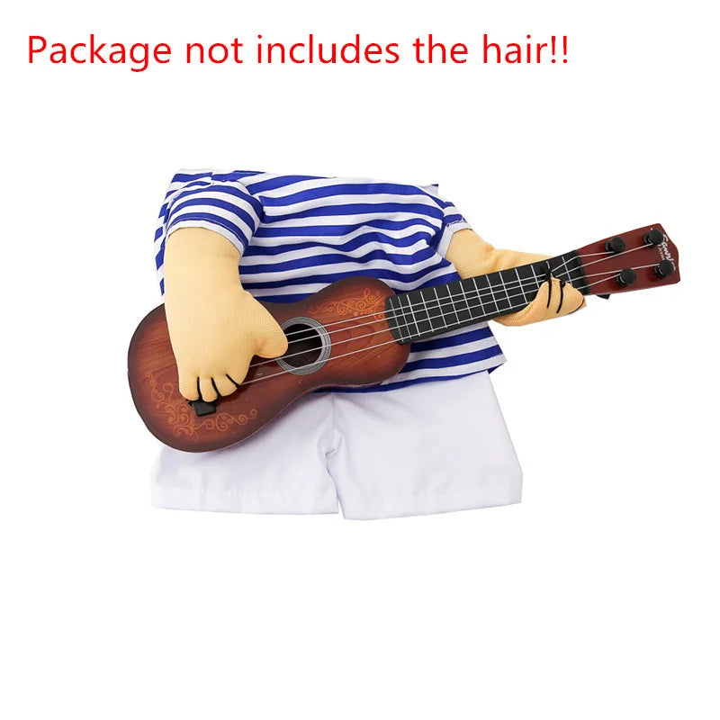 Funny dog Guitar Player outfit.  Fair to say you are going to get a lot of comments taking doggo for coffee wearing this