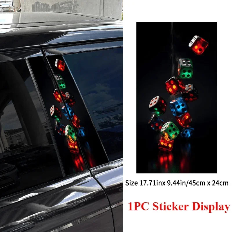 2 Piece Fun Dice Car Sticker - Waterproof, Block Scratches B-pillar Sticker for Vehicle Exterior Accessories Suitable all models