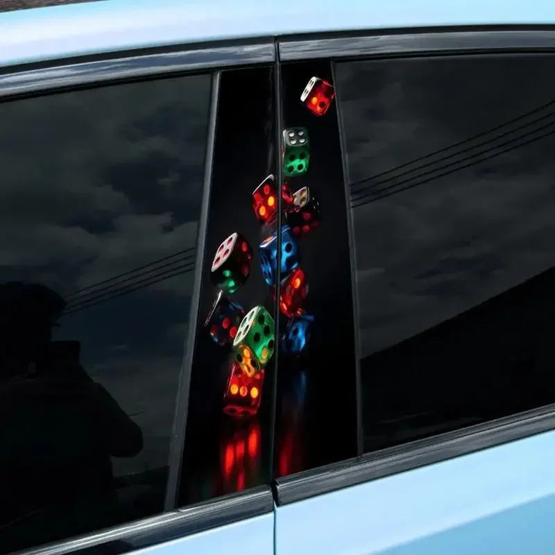2 Piece Fun Dice Car Sticker - Waterproof, Block Scratches B-pillar Sticker for Vehicle Exterior Accessories Suitable all models