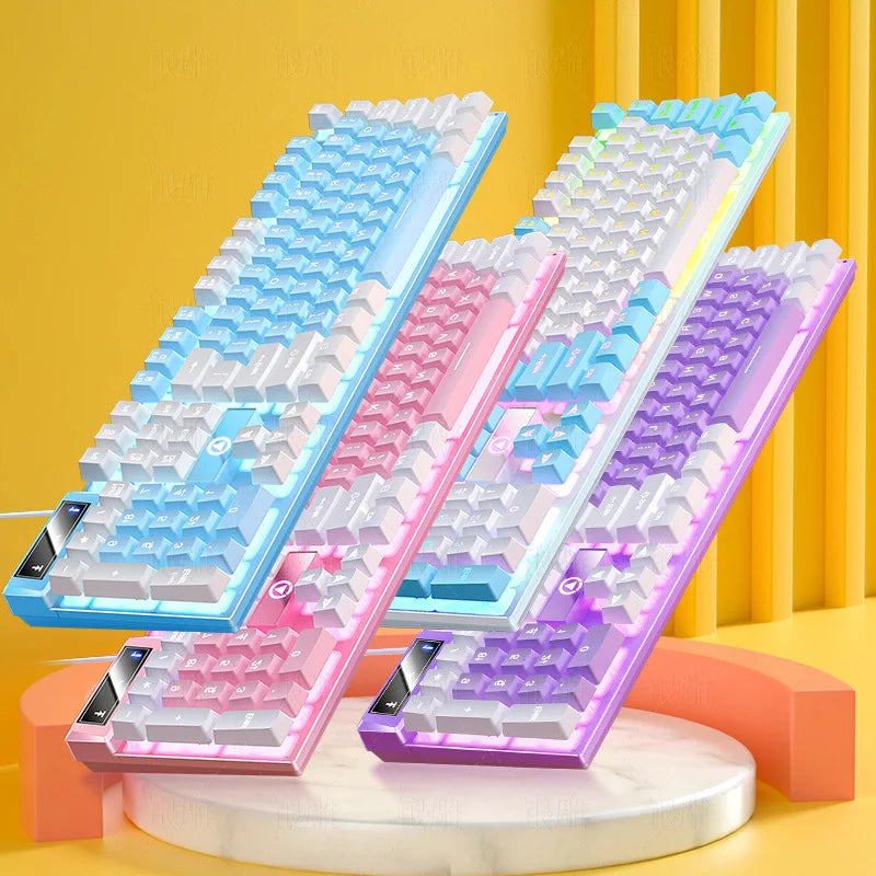 Game wired keyboard, color blocked luminous mechanical feel, desktop computer accessories, high-quality keyboard