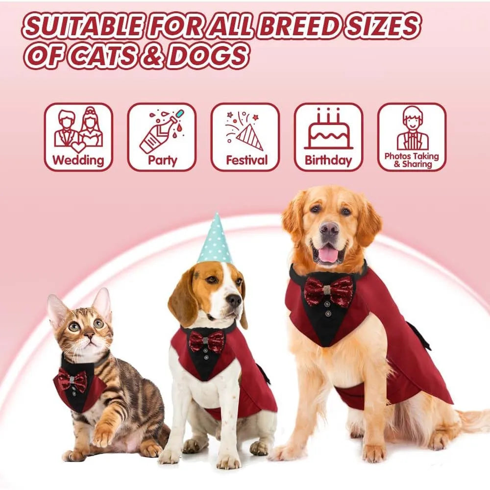Comfortable Dog Tuxedo for your best mate, with detachable Bow Tie. Time to go out on the town.