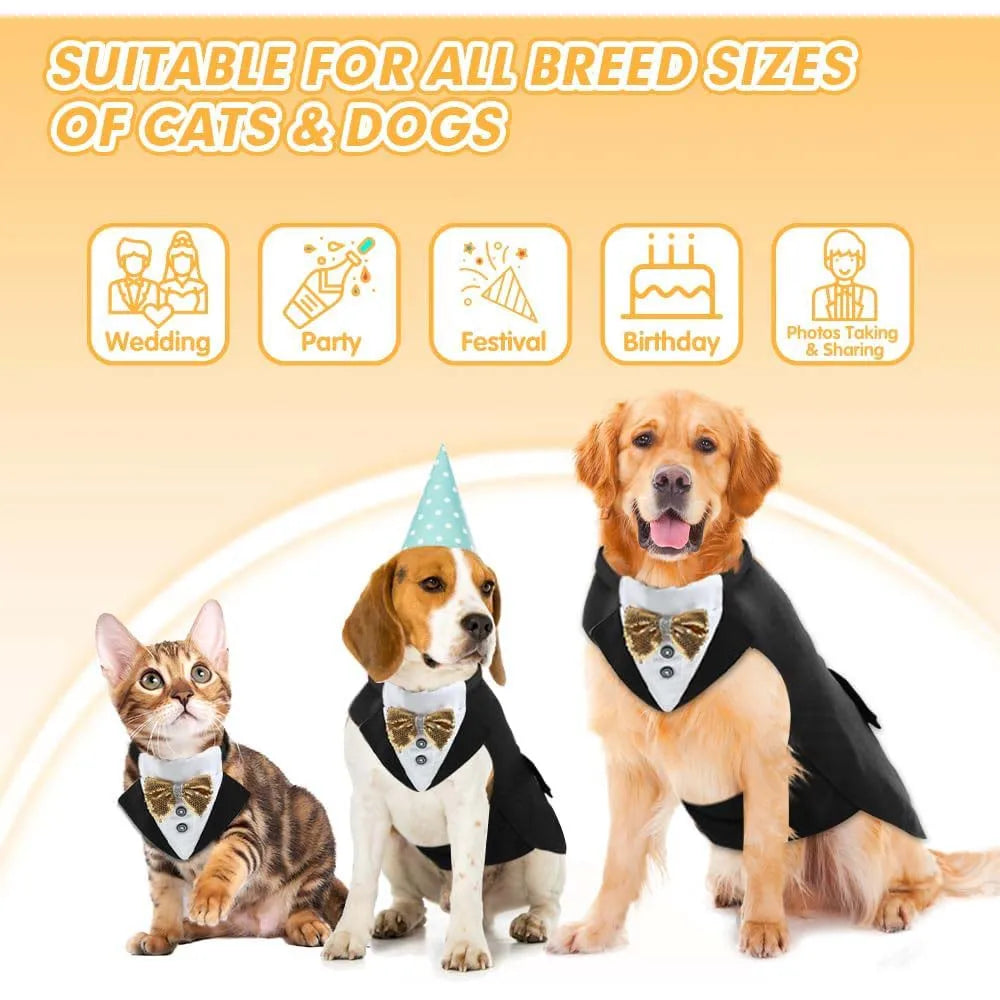 Comfortable Dog Tuxedo for your best mate, with detachable Bow Tie. Time to go out on the town.