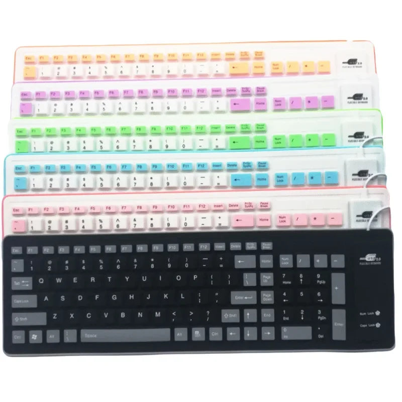 103 Keys English Language, flexible Silicon Keyboard, for Laptop Computers, PCs, Tablets