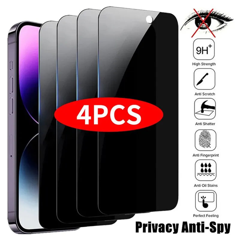 4PCS Privacy Screen Protector, prevents your screen from being read. For iPhone only, Tempered Glass