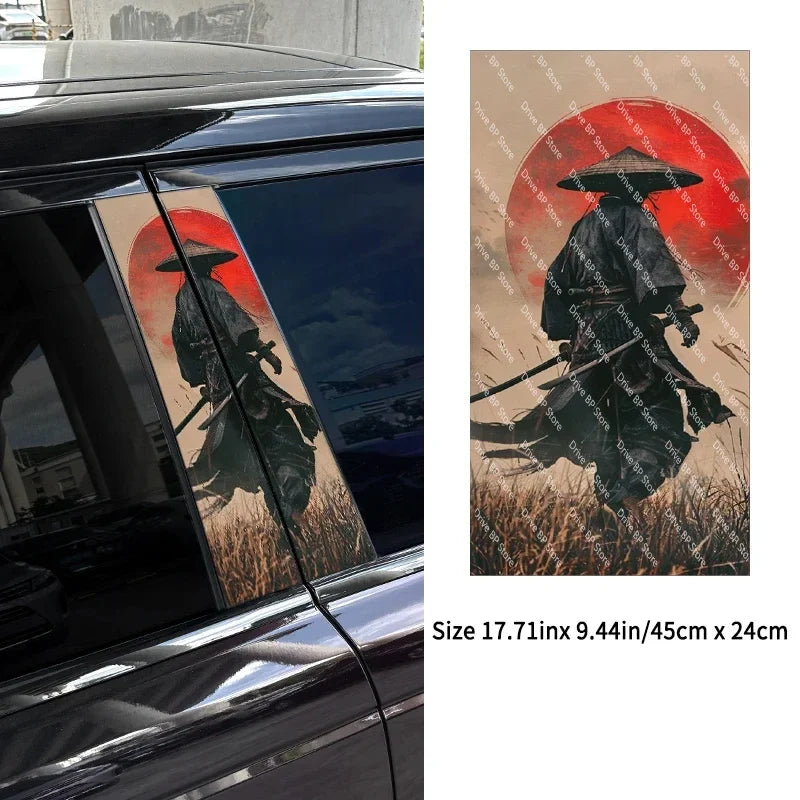 2PC JDM Samurai PET Car Stickers Auto B Pillar Waterproof Center Column Decoration Cover Scratches DIY Car Doors Pillar Decals