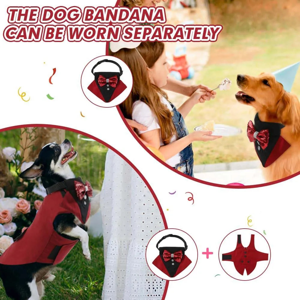 Comfortable Dog Tuxedo for your best mate, with detachable Bow Tie. Time to go out on the town.