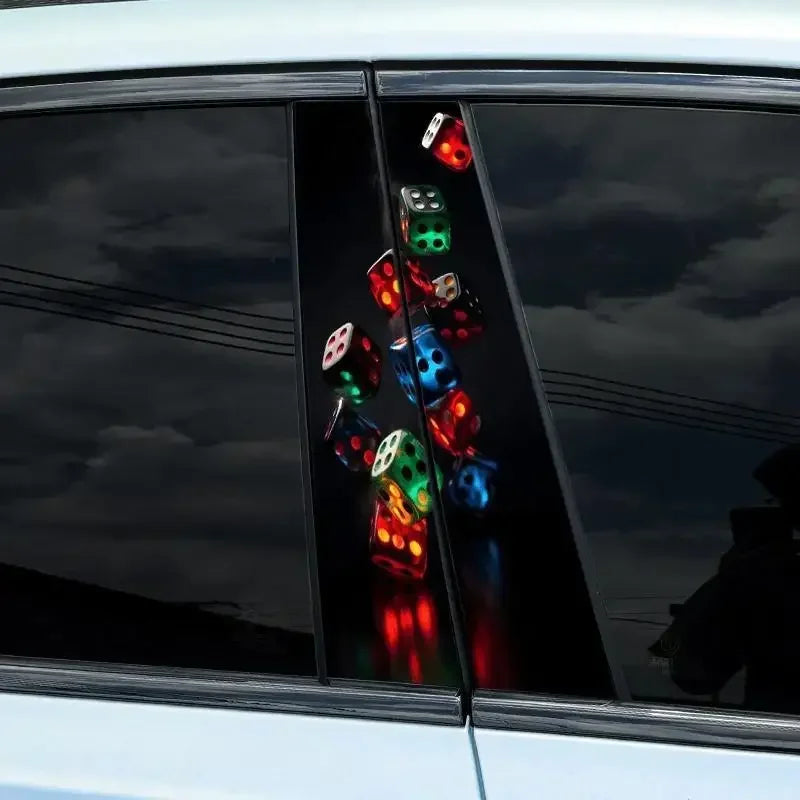 2 Piece Fun Dice Car Sticker - Waterproof, Block Scratches B-pillar Sticker for Vehicle Exterior Accessories Suitable all models