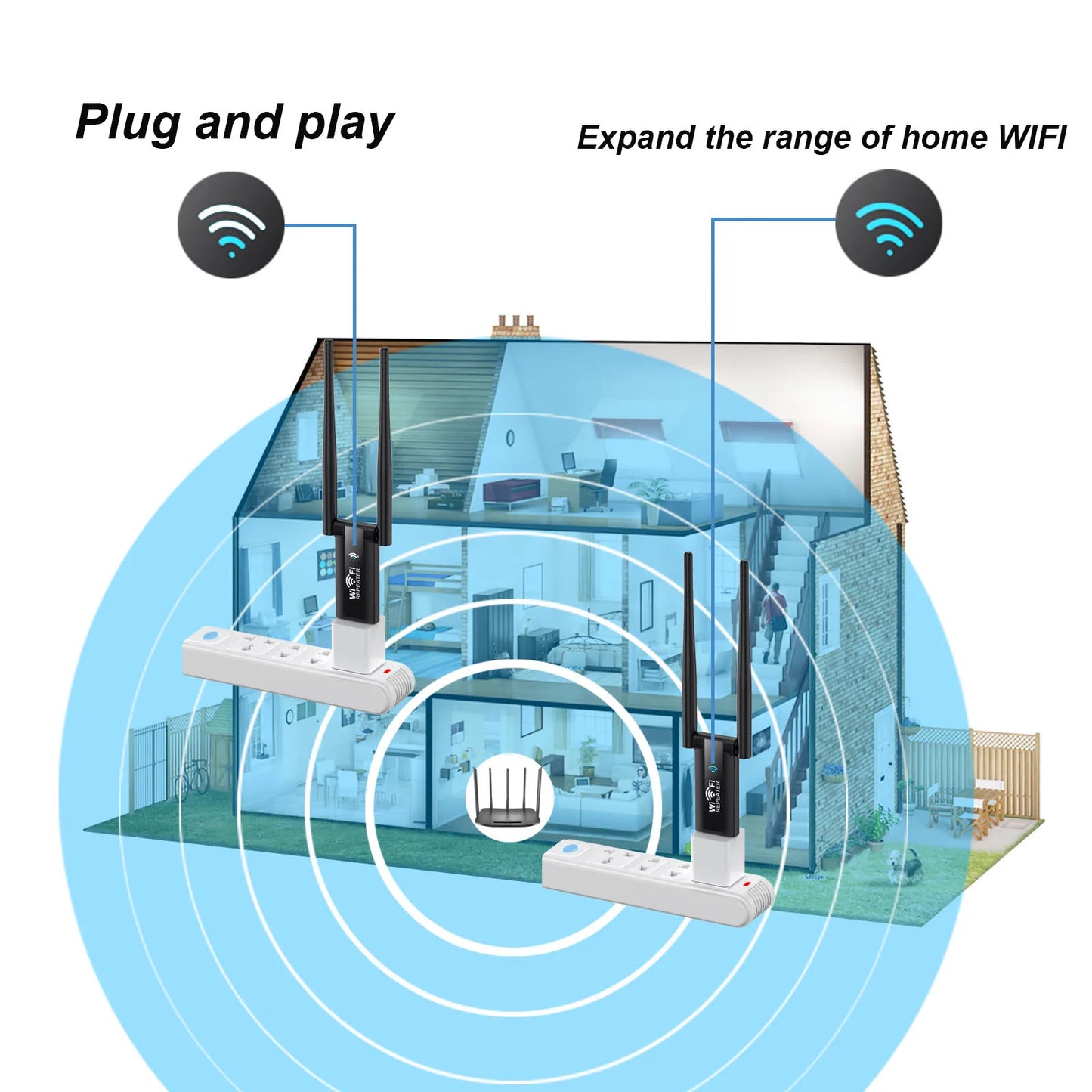 USB 2.4G 300Mbps Wireless WiFi Repeater Extender Router Wi-Fi Signal Amplifier Booster Long Range Network Card Adapter for PC