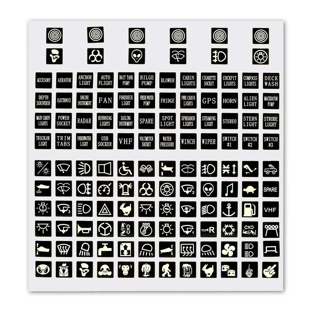 Luminous Car Sticker Instrument Panel Buttons Stickers PVC Truck Decoration Rocker Switch Label Circuit Decal