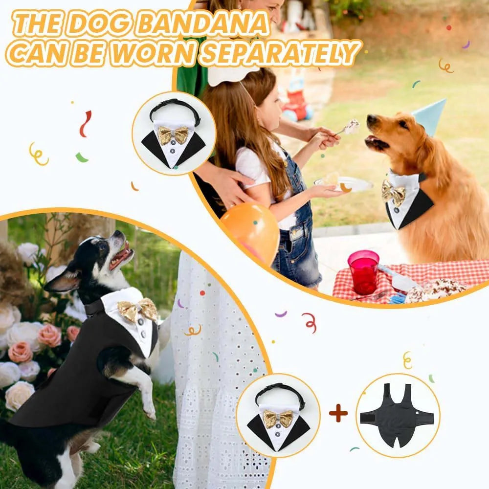 Comfortable Dog Tuxedo for your best mate, with detachable Bow Tie. Time to go out on the town.