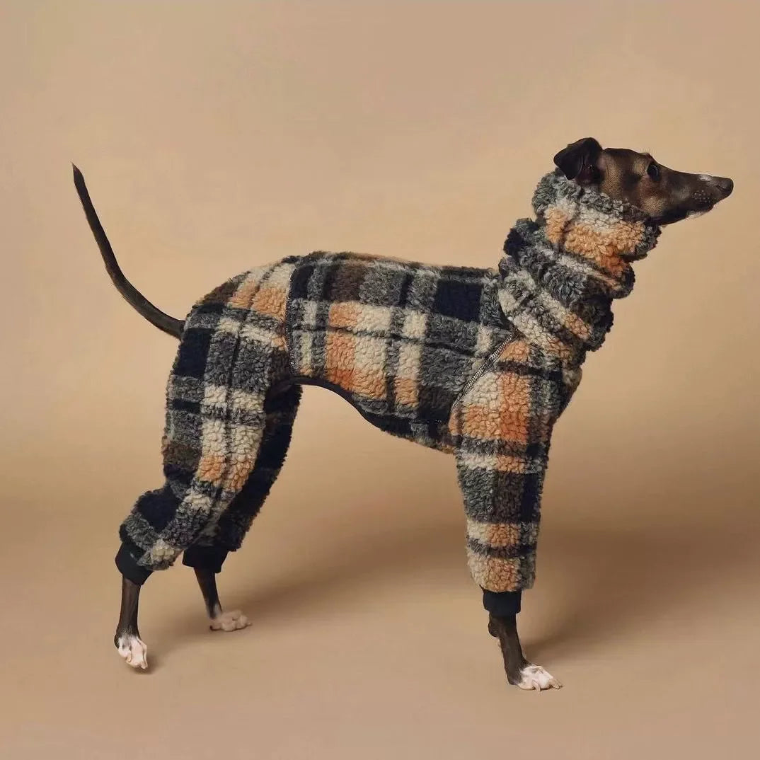 Stylish Fleece coat for Medium and Large Dogs. Whippet, Greyhound Jacket for real warmth.