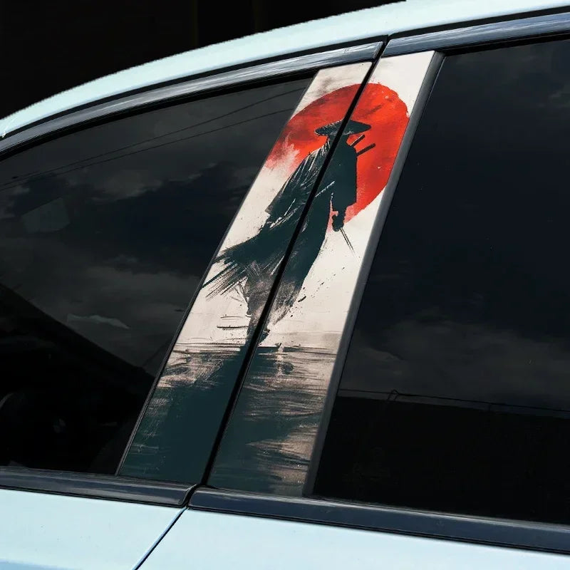 2PC JDM Samurai PET Car Stickers Auto B Pillar Waterproof Center Column Decoration Cover Scratches DIY Car Doors Pillar Decals