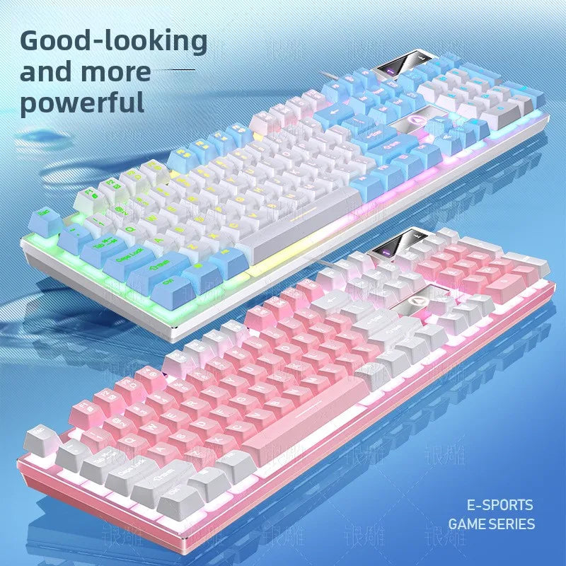Game wired keyboard, color blocked luminous mechanical feel, desktop computer accessories, high-quality keyboard