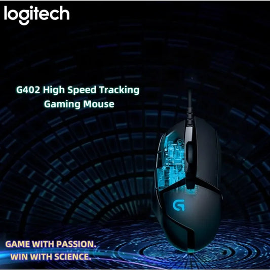 Logitech G402 gaming mouse with esports grade high-speed response and precise operation feedback, suitable for gamers
