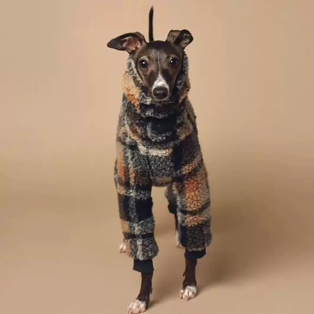 Stylish Fleece coat for Medium and Large Dogs. Whippet, Greyhound Jacket for real warmth.