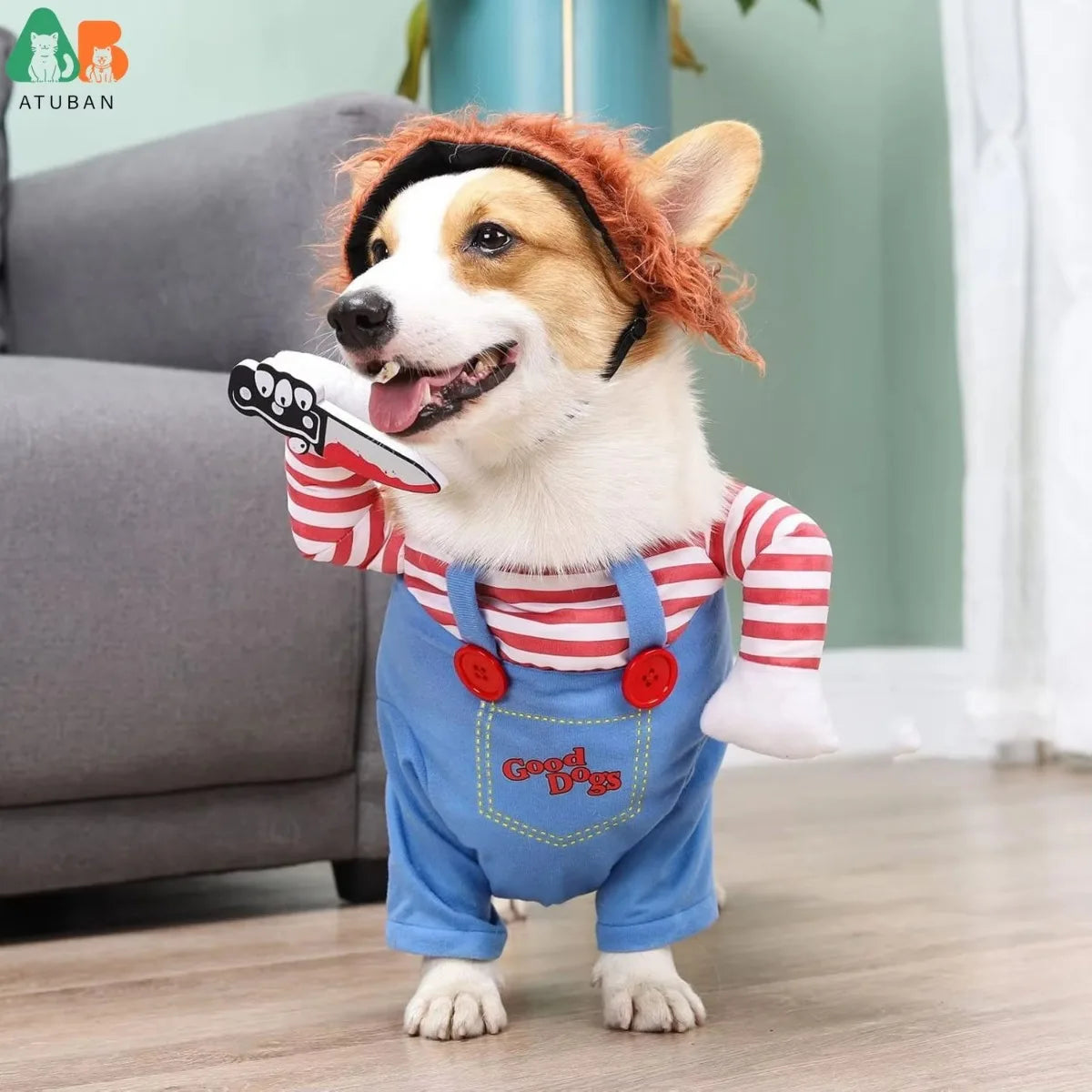 "Run for your lives", will be the call when you you take your dog for a walk wearing this funny Costume Dog Clothes Party Costume.  Available in 4 sizes.