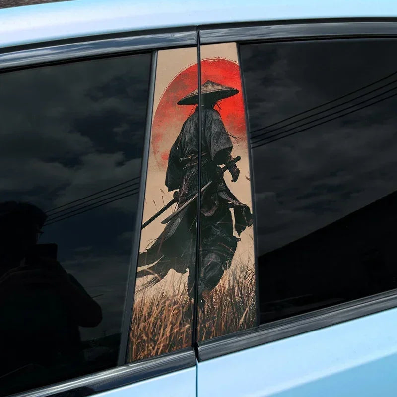 2PC JDM Samurai PET Car Stickers Auto B Pillar Waterproof Center Column Decoration Cover Scratches DIY Car Doors Pillar Decals