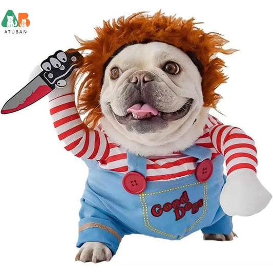 "Run for your lives", will be the call when you you take your dog for a walk wearing this funny Costume Dog Clothes Party Costume.  Available in 4 sizes.