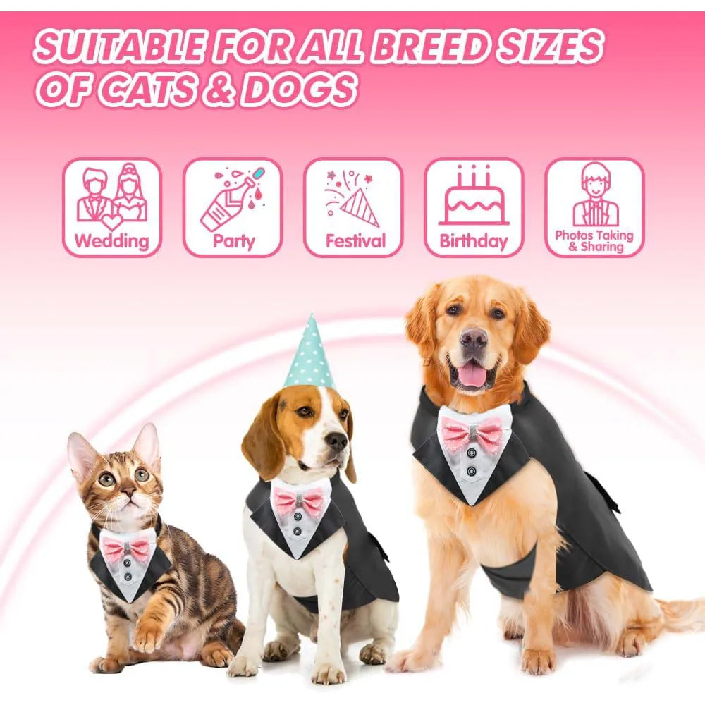 Comfortable Dog Tuxedo for your best mate, with detachable Bow Tie. Time to go out on the town.