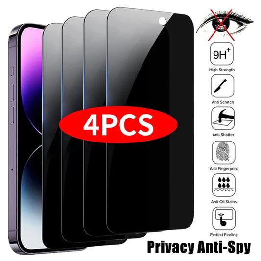 4PCS Privacy Screen Protector, prevents your screen from being read. For iPhone only, Tempered Glass