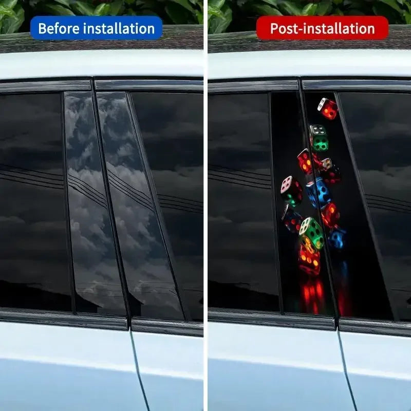2 Piece Fun Dice Car Sticker - Waterproof, Block Scratches B-pillar Sticker for Vehicle Exterior Accessories Suitable all models
