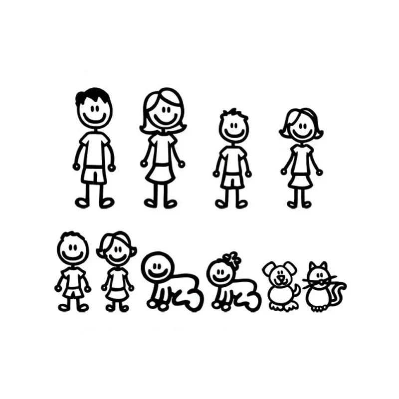Car Stickers Interesting Family Covering The Body of Fashion Styling Decals Cartoon Creativity Personality PVC,20cm*15cm