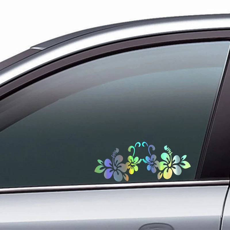 Car Sticker 20*8cm Flower Stickers Car Door Window  Reflective Laser Motorcycle Car Styling 3D Stickers