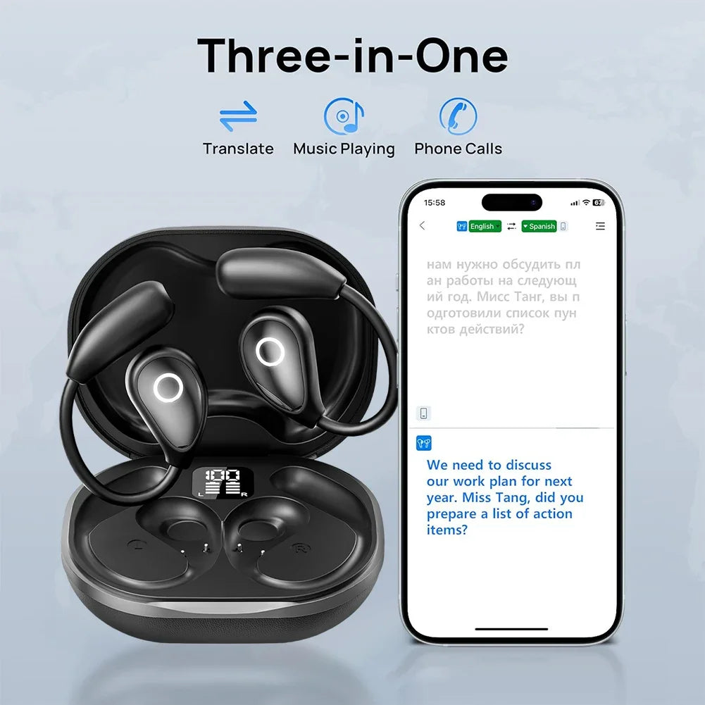 2025 New Smart Translate Earbuds, 144 Languages Real Time Translation, Earbuds Smart Voice Translator for Travel, Business and Learning