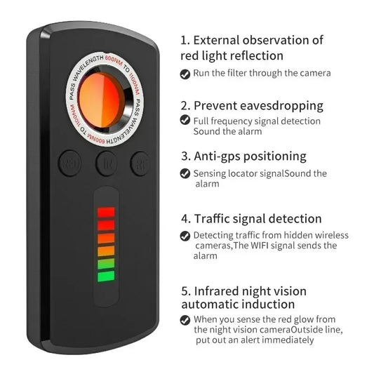 GS40 Security Hidden Camera Detector, Anti Spy Gadget Hunter, Wireless Signal Car GPS, Infrared Search Wiretapping Bug Mini Devices