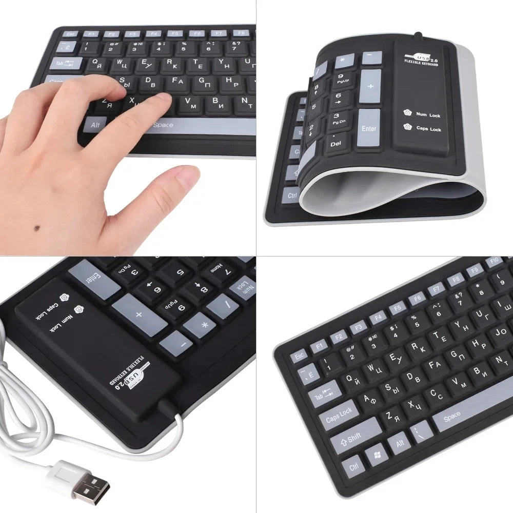 103 Keys English Language, flexible Silicon Keyboard, for Laptop Computers, PCs, Tablets