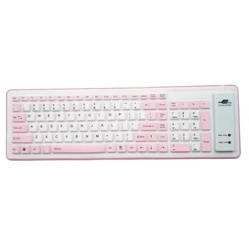 103 Keys English Language, flexible Silicon Keyboard, for Laptop Computers, PCs, Tablets