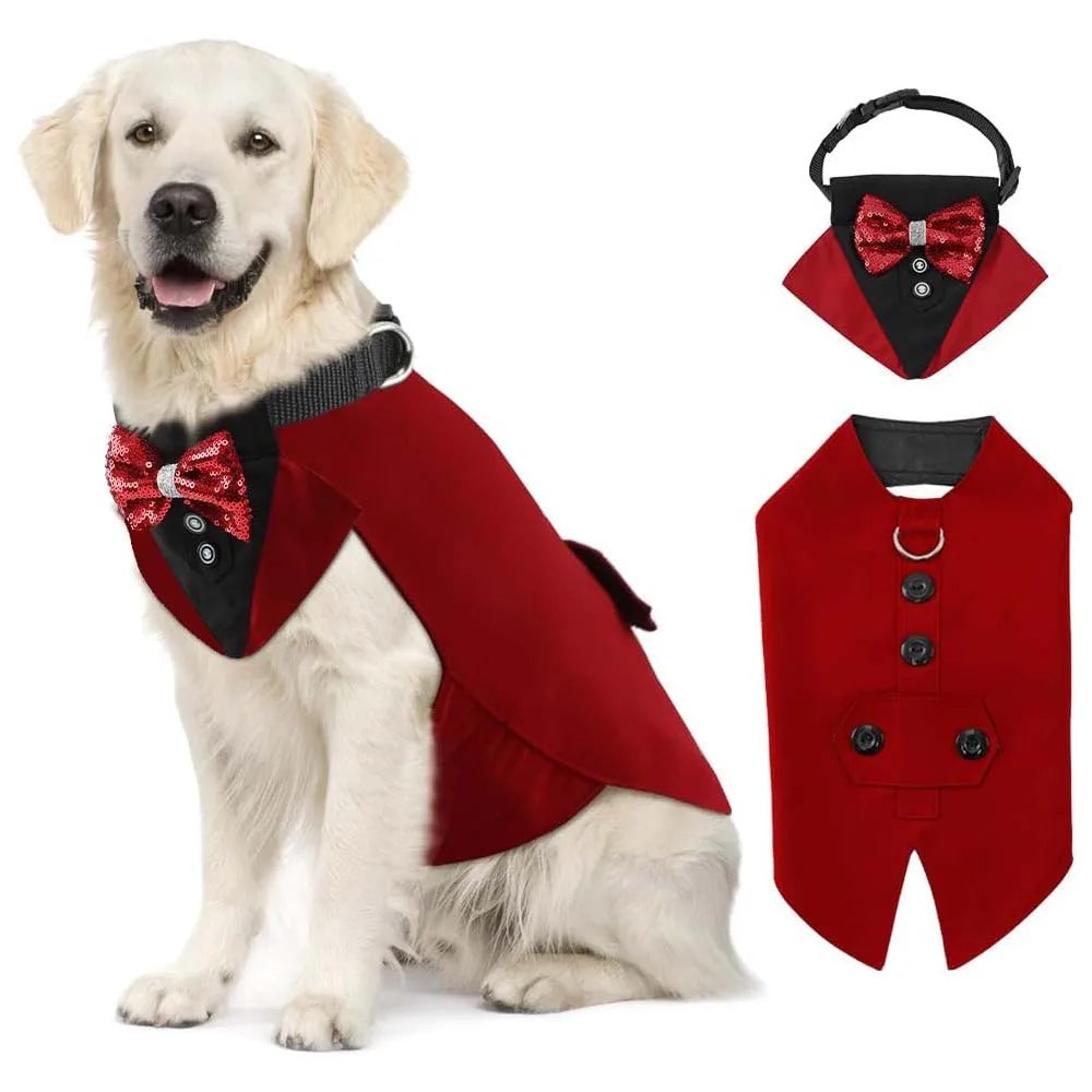 Comfortable Dog Tuxedo for your best mate, with detachable Bow Tie. Time to go out on the town.