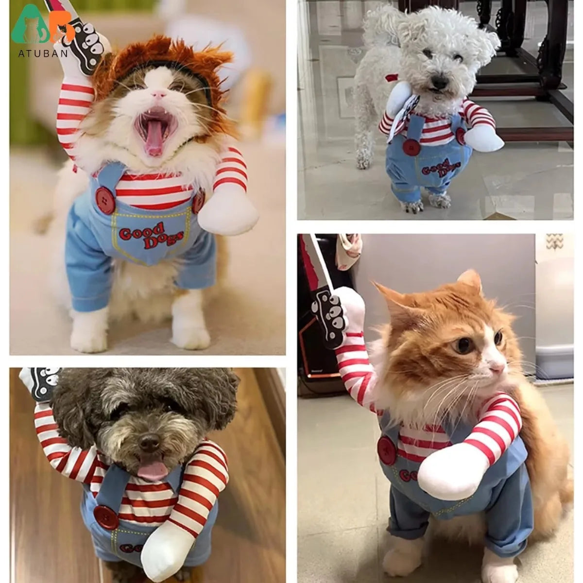 "Run for your lives", will be the call when you you take your dog for a walk wearing this funny Costume Dog Clothes Party Costume.  Available in 4 sizes.