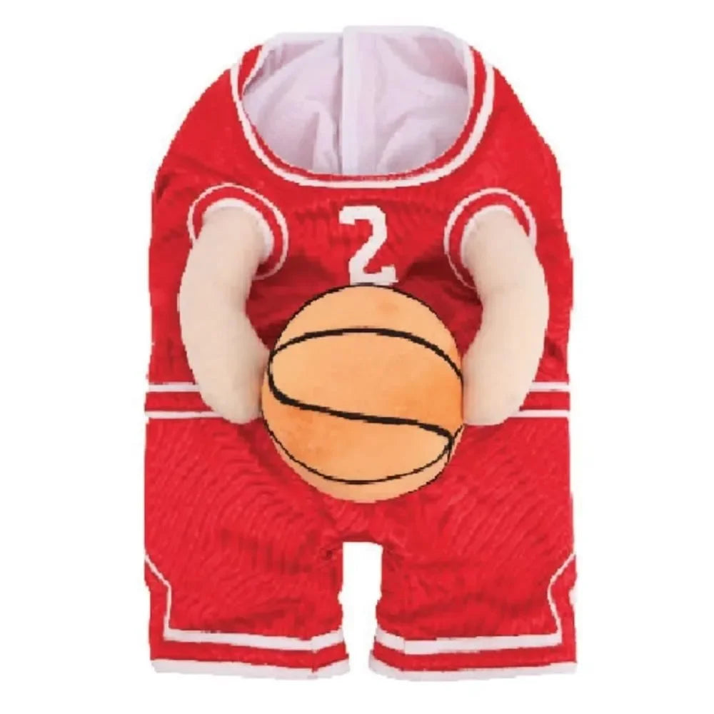 Watch all the second glances you get walking your mate to the café with this Sporting Basketball Costume.  Available for S/M/L dogs.