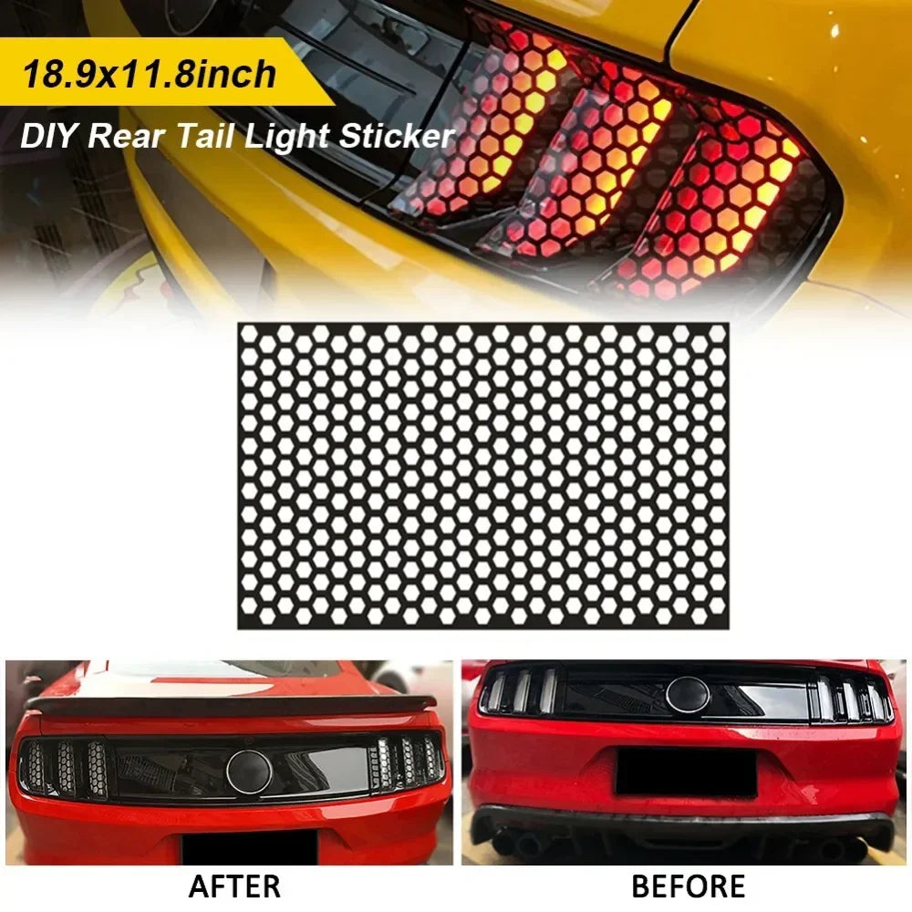 Car Honeycomb Stickers Car Stylish Tail Lights DIY Hollow Protector Decals Auto Rear Lamp Decoration Wrap Film Sticker