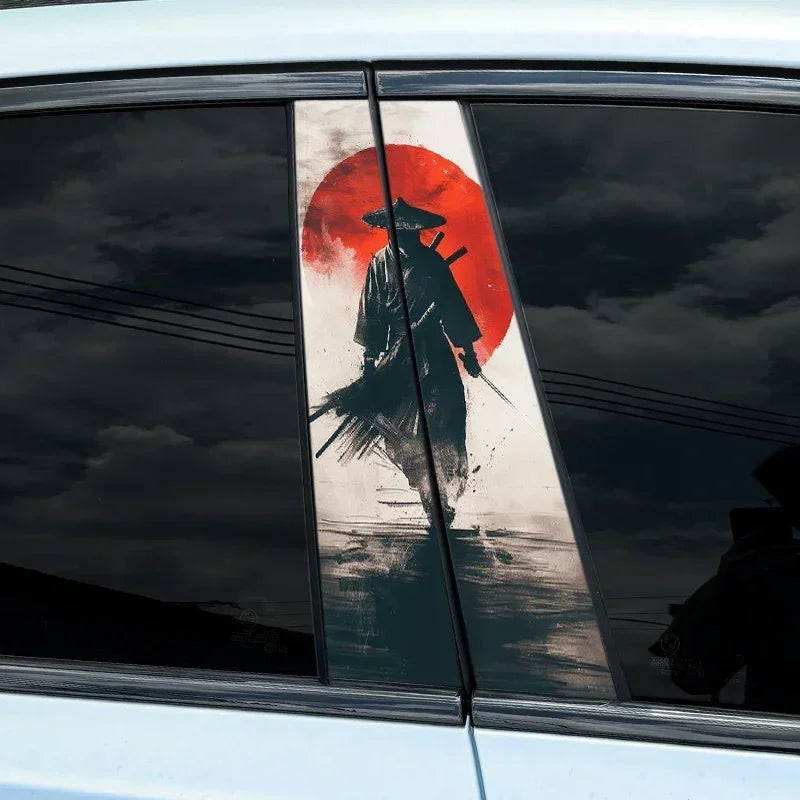 2PC JDM Samurai PET Car Stickers Auto B Pillar Waterproof Center Column Decoration Cover Scratches DIY Car Doors Pillar Decals