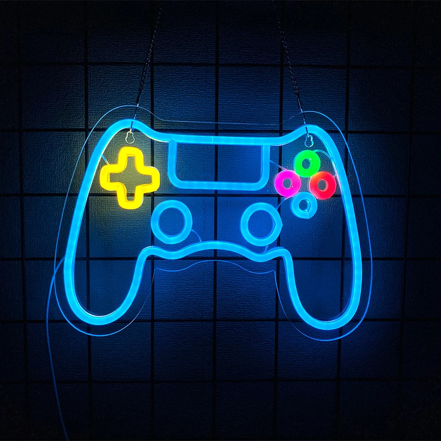 Gaming Neon Sign, Game On Neon Sign for Game Room Decor - LED Game Neon Sign for Teen Boy Room Decor, Gamer Wall Decor