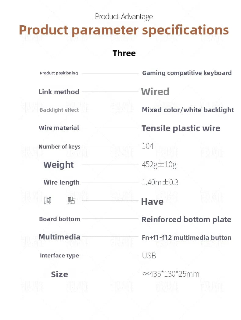 Game wired keyboard, color blocked luminous mechanical feel, desktop computer accessories, high-quality keyboard