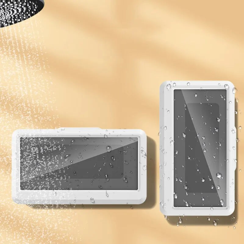 Bathroom Waterproof Phone Holder, Home Wall Phone Case Stand, Box Self-adhesive Touch Screen, Phone Bracket Shower Sealing Storage