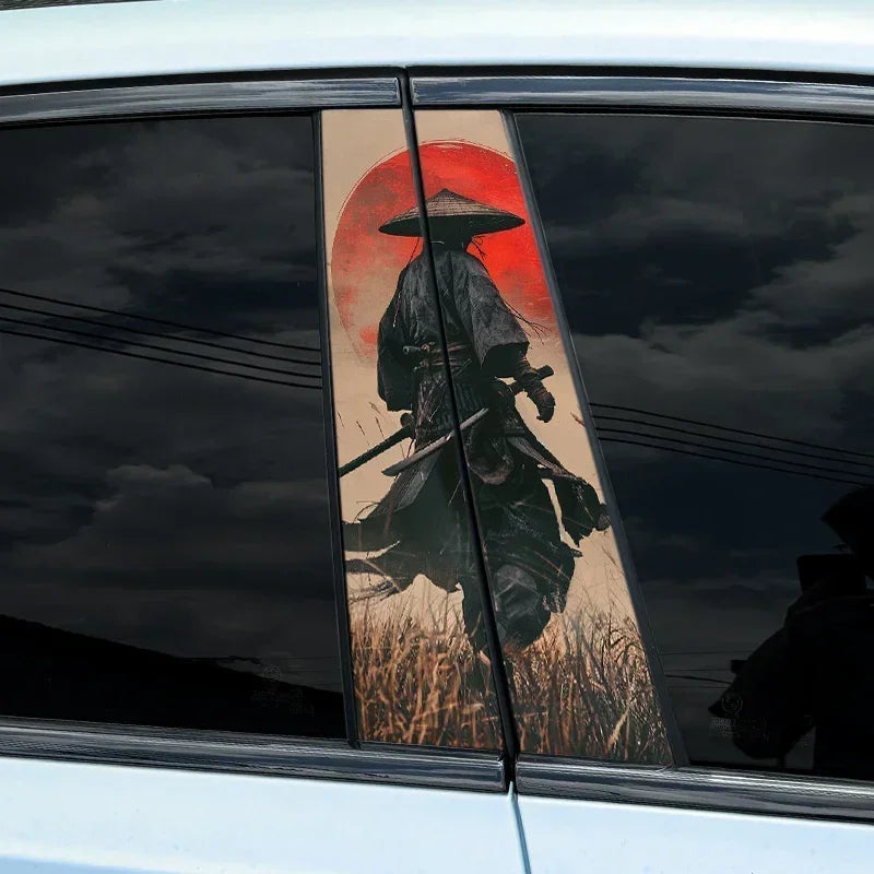 2PC JDM Samurai PET Car Stickers Auto B Pillar Waterproof Center Column Decoration Cover Scratches DIY Car Doors Pillar Decals