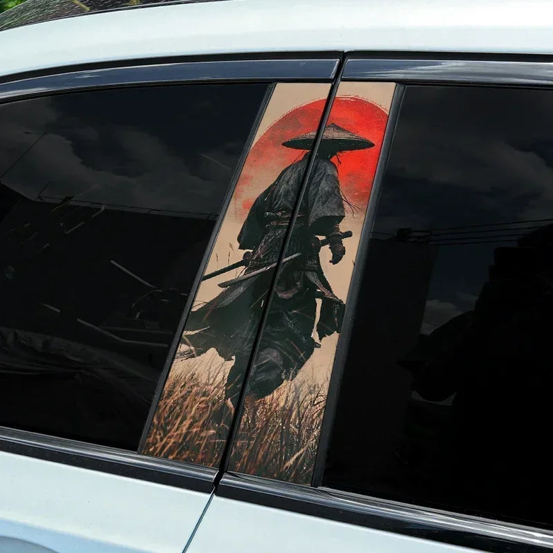 2PC JDM Samurai PET Car Stickers Auto B Pillar Waterproof Center Column Decoration Cover Scratches DIY Car Doors Pillar Decals