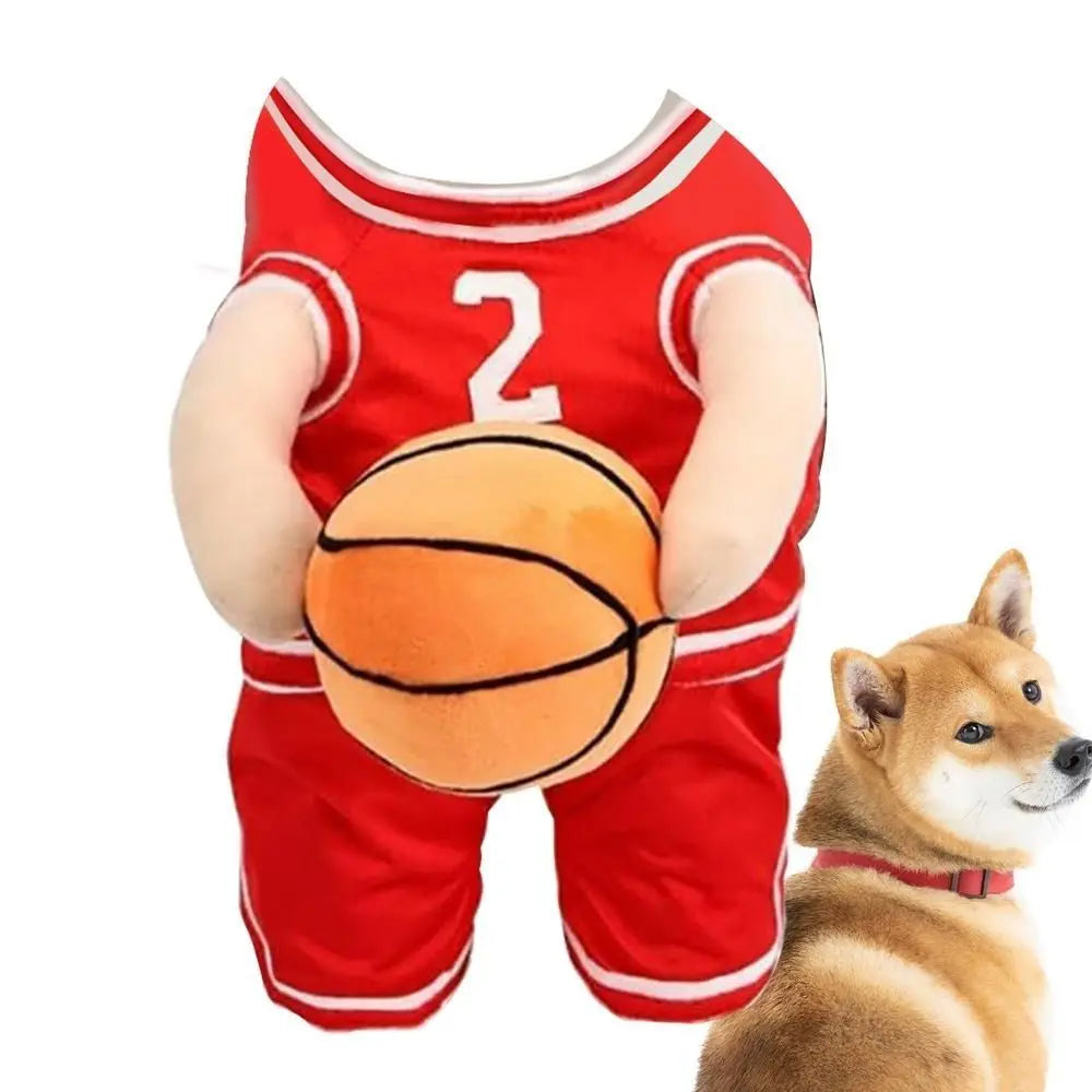 Watch all the second glances you get walking your mate to the café with this Sporting Basketball Costume.  Available for S/M/L dogs.