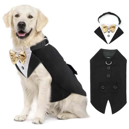 Comfortable Dog Tuxedo for your best mate, with detachable Bow Tie. Time to go out on the town.